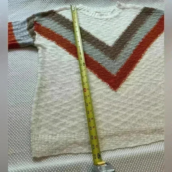 Women's Chevron crewneck Sweater Casual Long Sleeve Knitwear granola colorblock - Picture 6 of 8